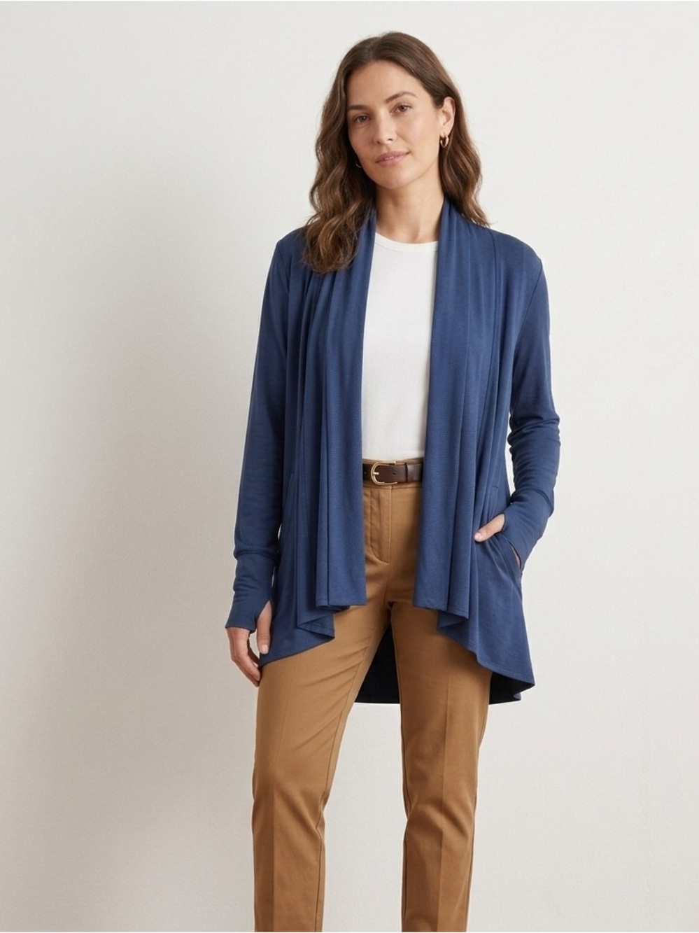 Quince Modal Drape Open Front Cardigan - True Navy S